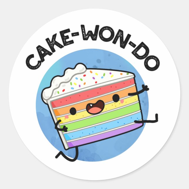 Cake-won-do Funny Taekwondo Cake Pun Runder Aufkleber (Vorderseite)