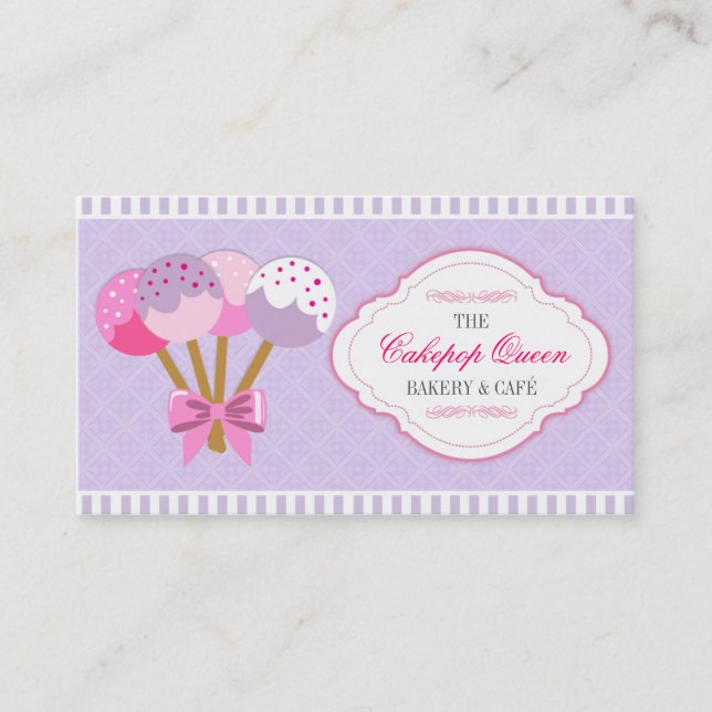 Cakepop Königin-Bäckerei-Lavendel und Fuchsie Visitenkarte (Vorderseite)