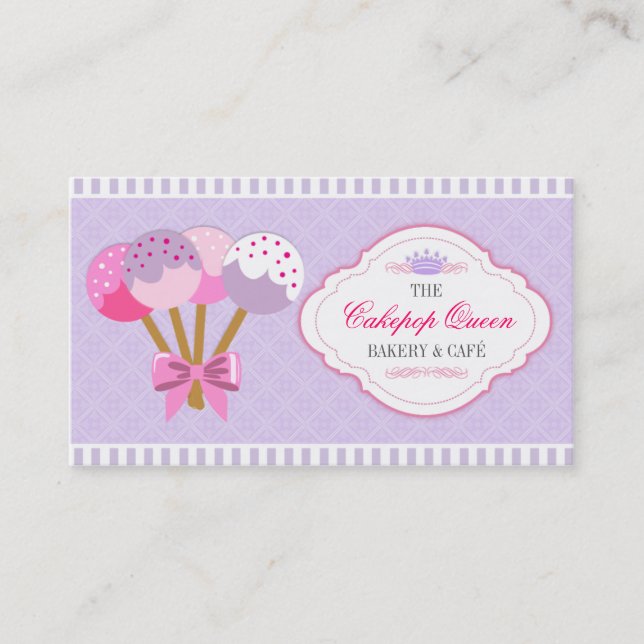 Cakepop Königin-Bäckerei-Lavendel und Fuchsie Visitenkarte (Vorderseite)