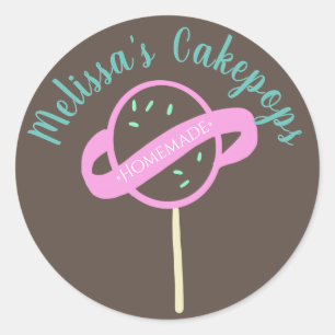 Cakepop-Logo-Banner Selbstgebackene Bäckerei Swirl Runder Aufkleber