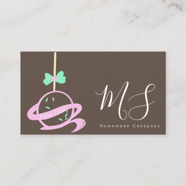 Cakepop Logo-Bogen-Fahnen-Kuchen-Dekorateur-Wirbel Visitenkarte (Vorderseite)