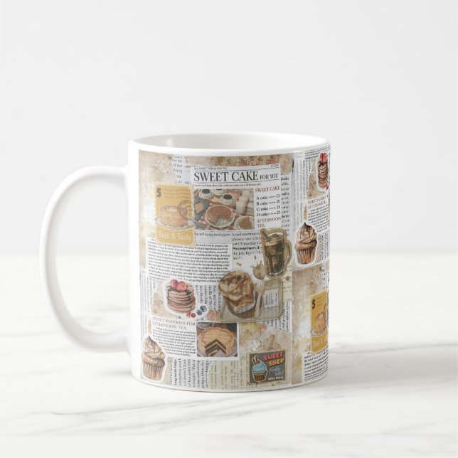 Cakes & Coffee Vintag Ephemera Decoupage Kaffeetasse (Links)