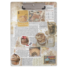 Cakes & Coffee Vintag Ephemera Decoupage Klemmbrett