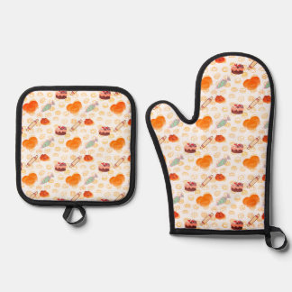 Cakes Croissants Buns Rohrbeutel Rollen Buttone Ofenhandschuh & Topflappen-Set