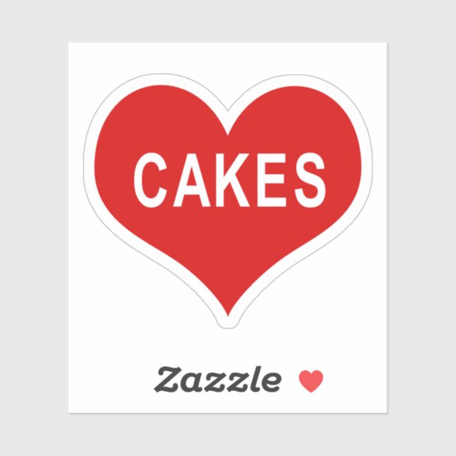 CAKES Red Love Heart Vinyl Sticker (Feuille)