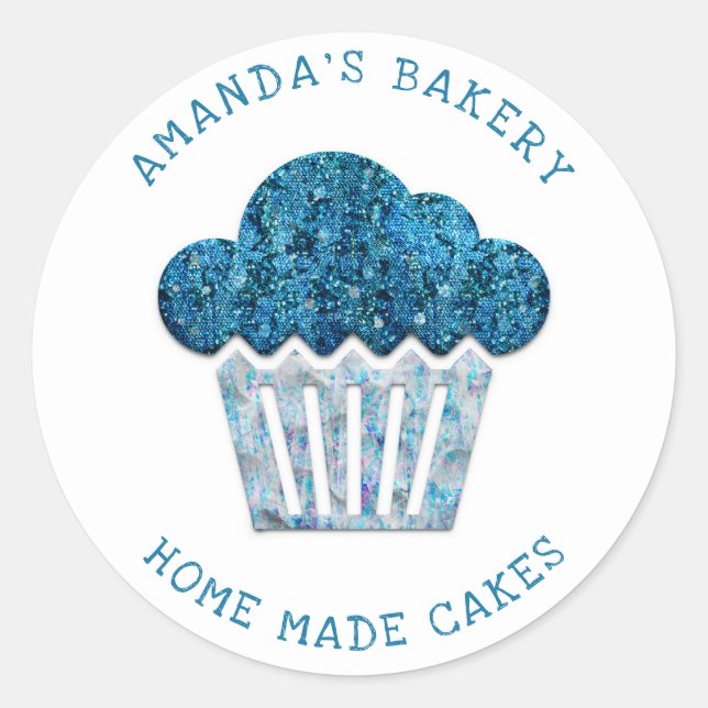 Cakes Süßigkeiten Cupcake Zuhause Bäckerei 3D Blue Runder Aufkleber (Vorderseite)