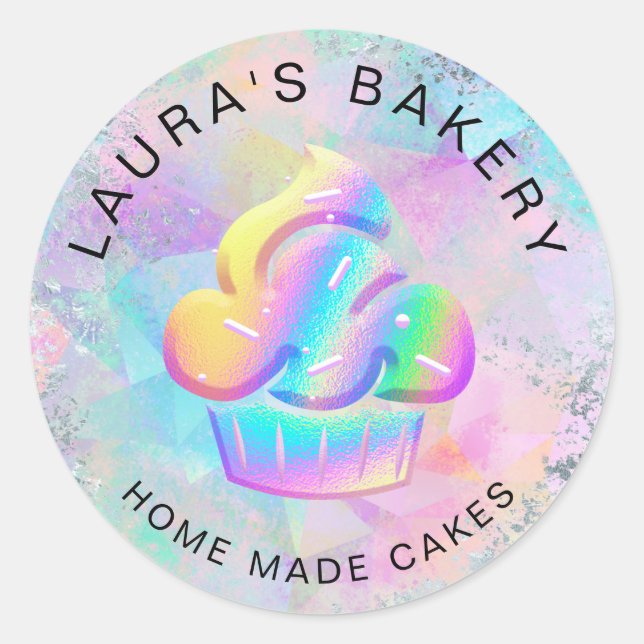 Cakes & Süßigkeiten Cupcake Zuhause Bäckerei Holog Runder Aufkleber (Vorderseite)