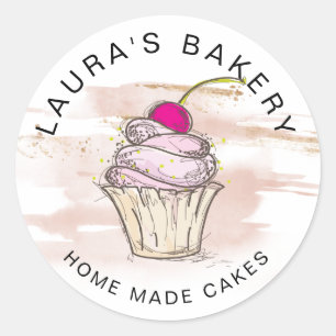 Cakes & Süßigkeiten Cupcake Zuhause Bäckerei Rose Runder Aufkleber