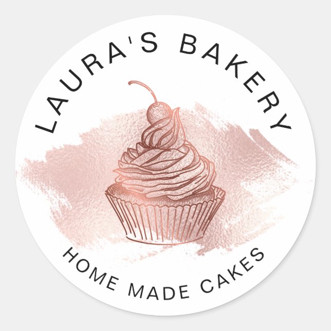 Cakes & Süßigkeiten Cupcake Zuhause Bäckerei Rose  Runder Aufkleber (Vorderseite)