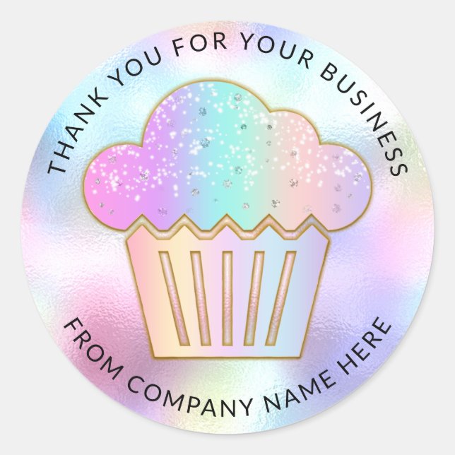 Cakes Süßigkeiten Cupcake Zuhause Bakery Name Holo Runder Aufkleber (Vorderseite)