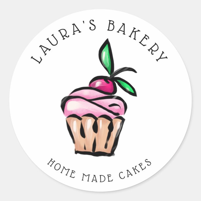 Cakes & Süßigkeiten Cupcake Zuhause Bakery niedlic Runder Aufkleber (Vorderseite)