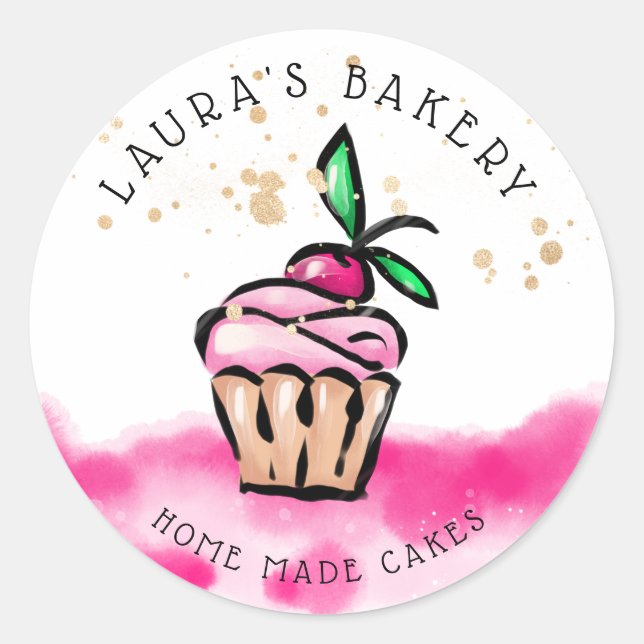 Cakes & Süßigkeiten Cupcake Zuhause Bakery niedlic Runder Aufkleber (Vorderseite)