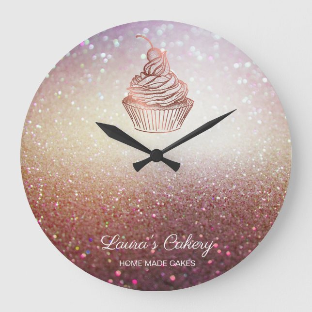 Cakes & Süßigkeiten Cupcake Zuhause Bakery Rustika Große Wanduhr (Vorderseite)