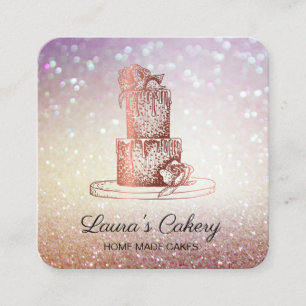Cakes & Sweets Cupcake Home Bakery Rustic Vintage Quadratische Visitenkarte