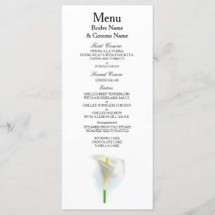 Cala-Lilien-moderne einfache elegante Menükarte