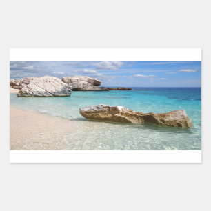 Cala Mariolu plage, Sardaigne autocollant rectangu