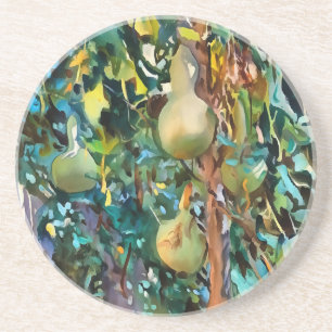Calabash Tree Gourds In Autumn Acrylic Art Sandstein Untersetzer