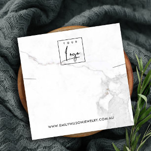 CALACATTA MARBLE TEXTURE NECKLACE EARRING DISPLAY QUADRATISCHE VISITENKARTE