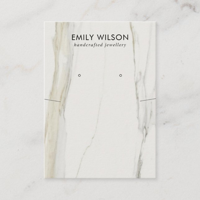 CALACATTA MARBLE TEXTURE NECKLACE EARRING DISPLAY VISITENKARTE (Vorderseite)