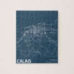 Calais France Minimalistisch City Map Line Art<br><div class="desc">Calais France Minimalistisch City Map Line Art in Blue Puzzle</div>