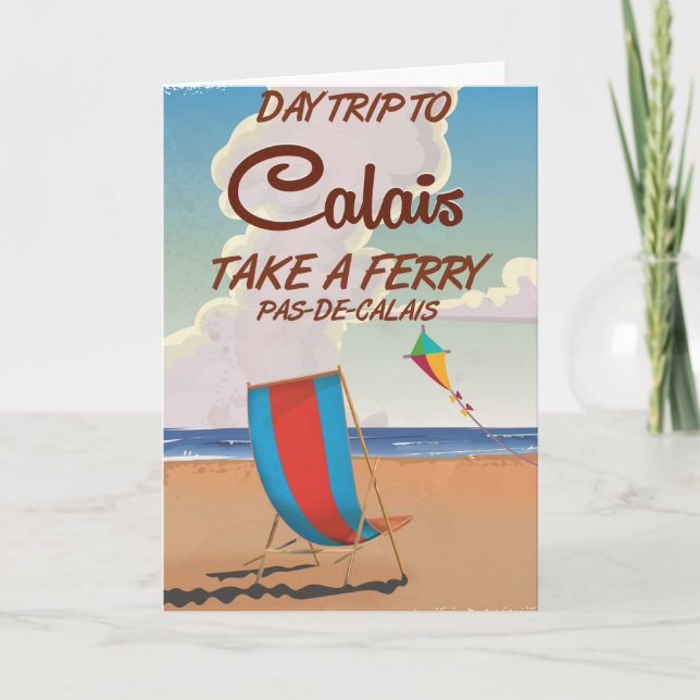 Calais France Vintage Reiseposter Feiertagskarte (Vorderseite)