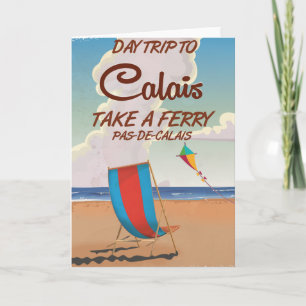 Calais France Vintage Reiseposter Feiertagskarte