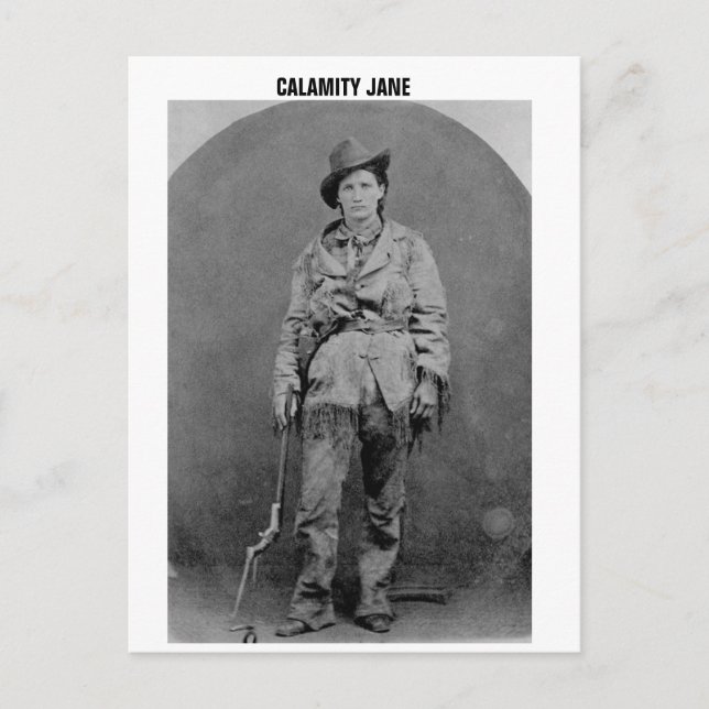 CALAMITY JANE HOLDING GUN POSTCARDS POSTKARTE (Vorderseite)
