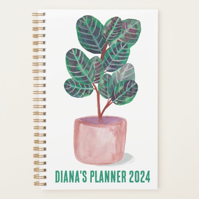 Calathea Gebet Pflanze Wasserfarben Häuserpflanze  Planer (Vorderseite)