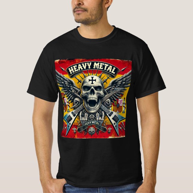 Calavera Alada: El Poder del Heavy Metal Español T-Shirt (Vorderseite)
