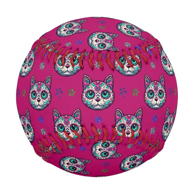 Calavera Cat Art Pattern Baseball (Vorderseite)
