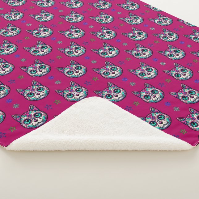 Calavera Cat Art Pattern Sherpadecke (3/4)