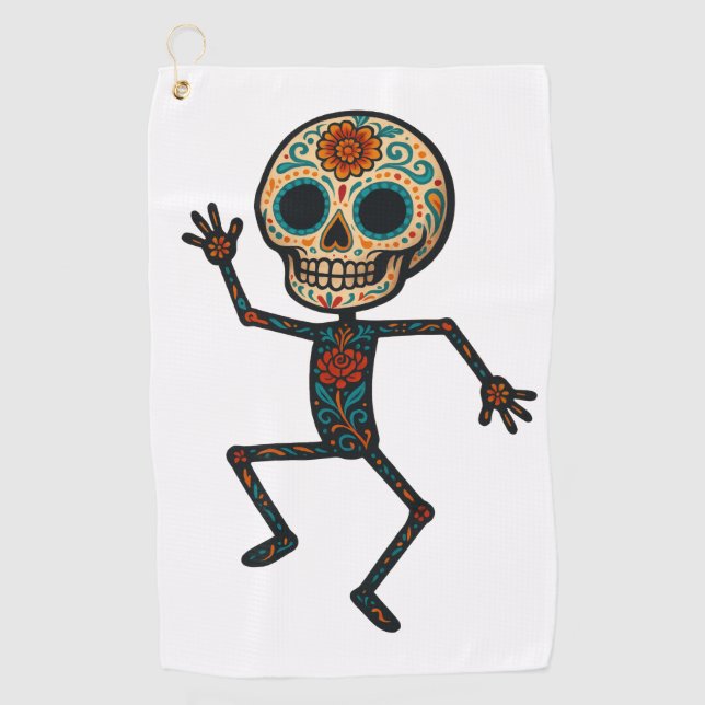 Calavera Dancer Golf Handtuch (Vorderseite)