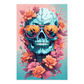 Calavera Floral Colorida Fotodruck