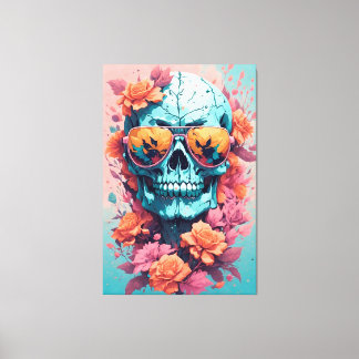 Calavera Floral Colorida Leinwanddruck