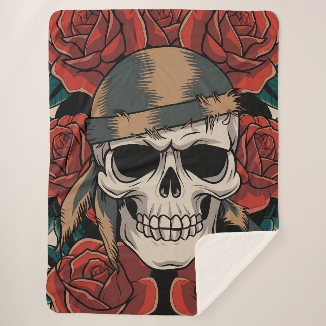 Calavera Floral Sherpadecke (Vorderseite)