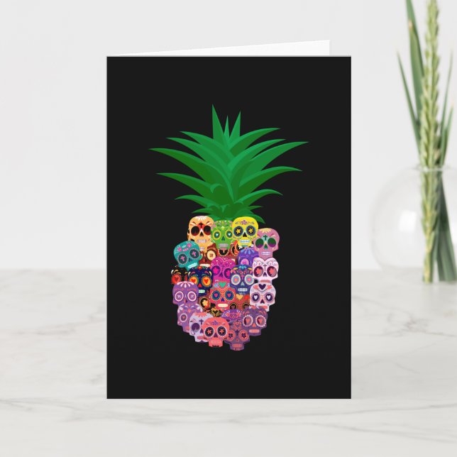 Calavera Pineapple Halloween Karte (Vorderseite)