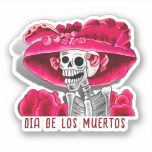 Calavera Red Dia De Los Muertos Aufkleber