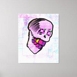 Calavera Skull Geek NFT Art Pink Lila Leinwanddruck
