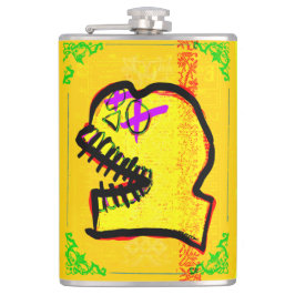 Calavera Skull Geek NFT Art Yellow Black Lila Flachmann