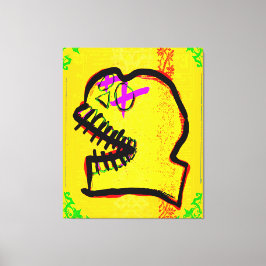 Calavera Skull Geek NFT Art Yellow Black Lila Leinwanddruck