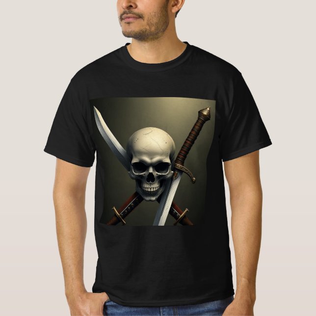 Calavera y Espadas: Diseño Rebelde T-Shirt (Vorderseite)