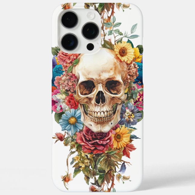 Calavera y flores iPhone 16 pro max hülle (Rückseite)