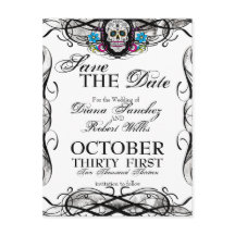 Calaveras Sugar Skull & Schnörkel Save the Date