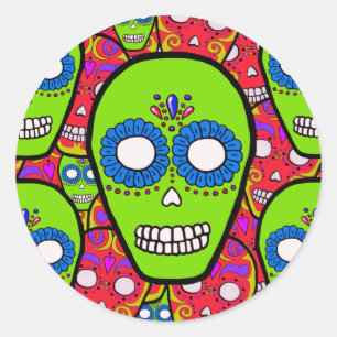 Calaveras Sugar Skulls Runder Aufkleber