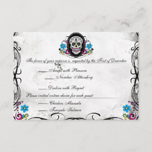 Calaveras Zucker-Schädel & Flourishes Empfangskart Begleitkarte