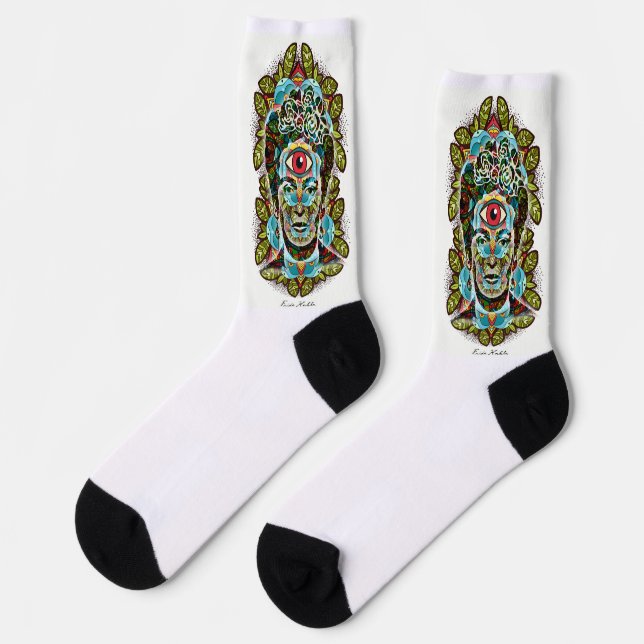 Calcetines Frida Kahlo Ojo Socken (Linkes Detail)