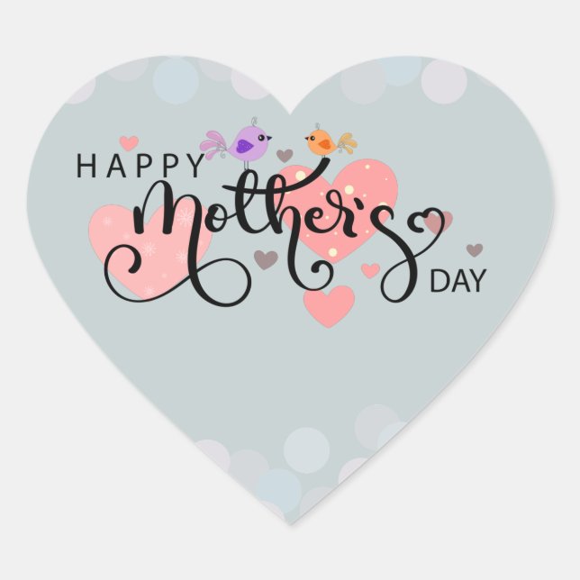 Calcomanía celebración "Happy Mother's Day" Herz-Aufkleber (Vorderseite)