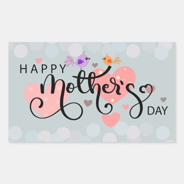Calcomanía celebración "Happy Mother's Day" Rechteckiger Aufkleber (Vorderseite)