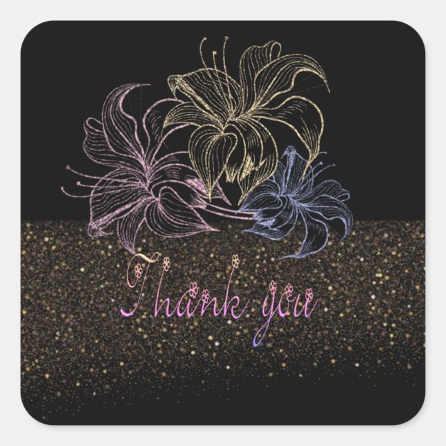 Calcomanía cuadrada con agradecimento quadratischer aufkleber (Vorderseite)