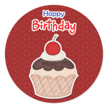 Calcomanía,- Cupcake -, Happy Birthday